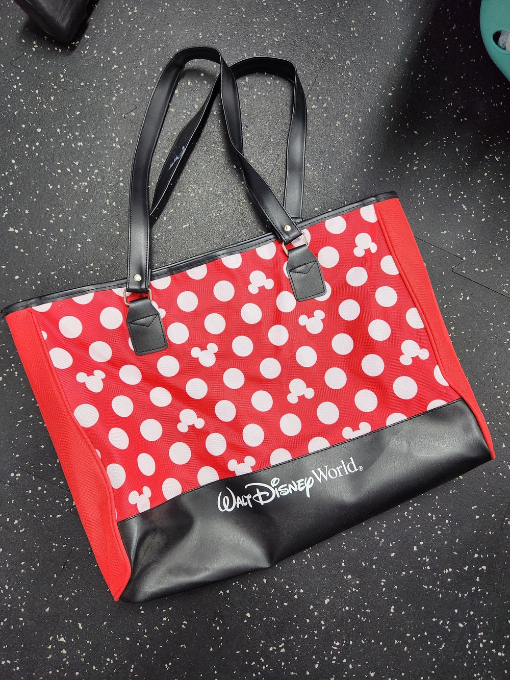 Disney Red and Black Polka Dot Tote with Mickey Icons